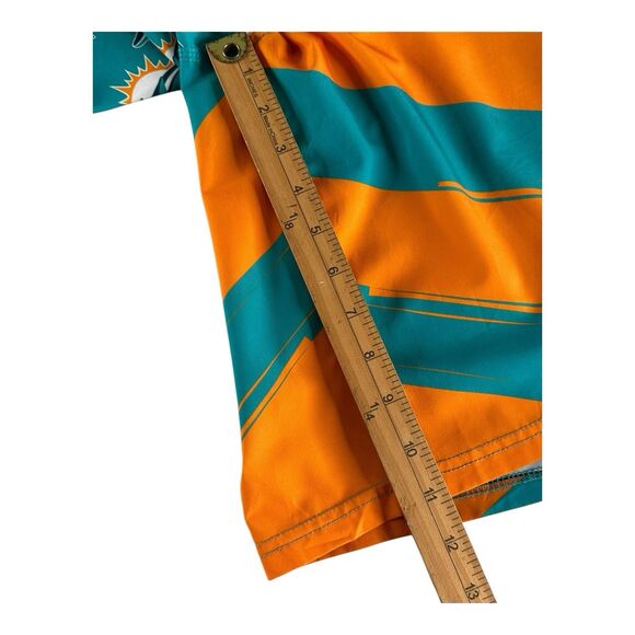 Miami Dolphins NFL Mens 38 Drawstring Diagonal Flag Board Shorts‎ Green Orange - Picture 7 of 12